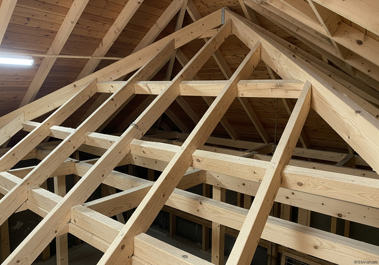 After: clean timber rafters post spray foam removal — London semi-detached