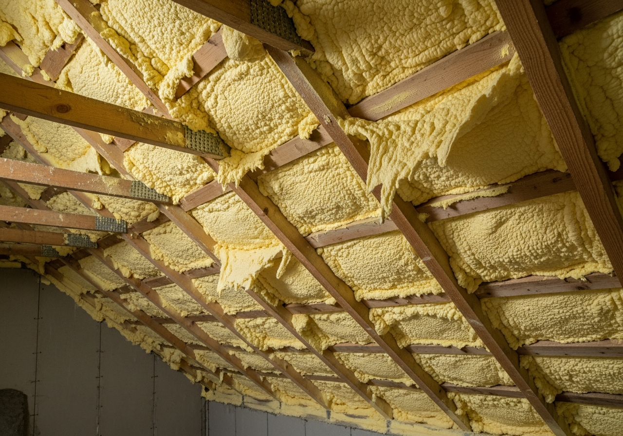 Before: closed-cell spray foam on rafters — London semi-detached