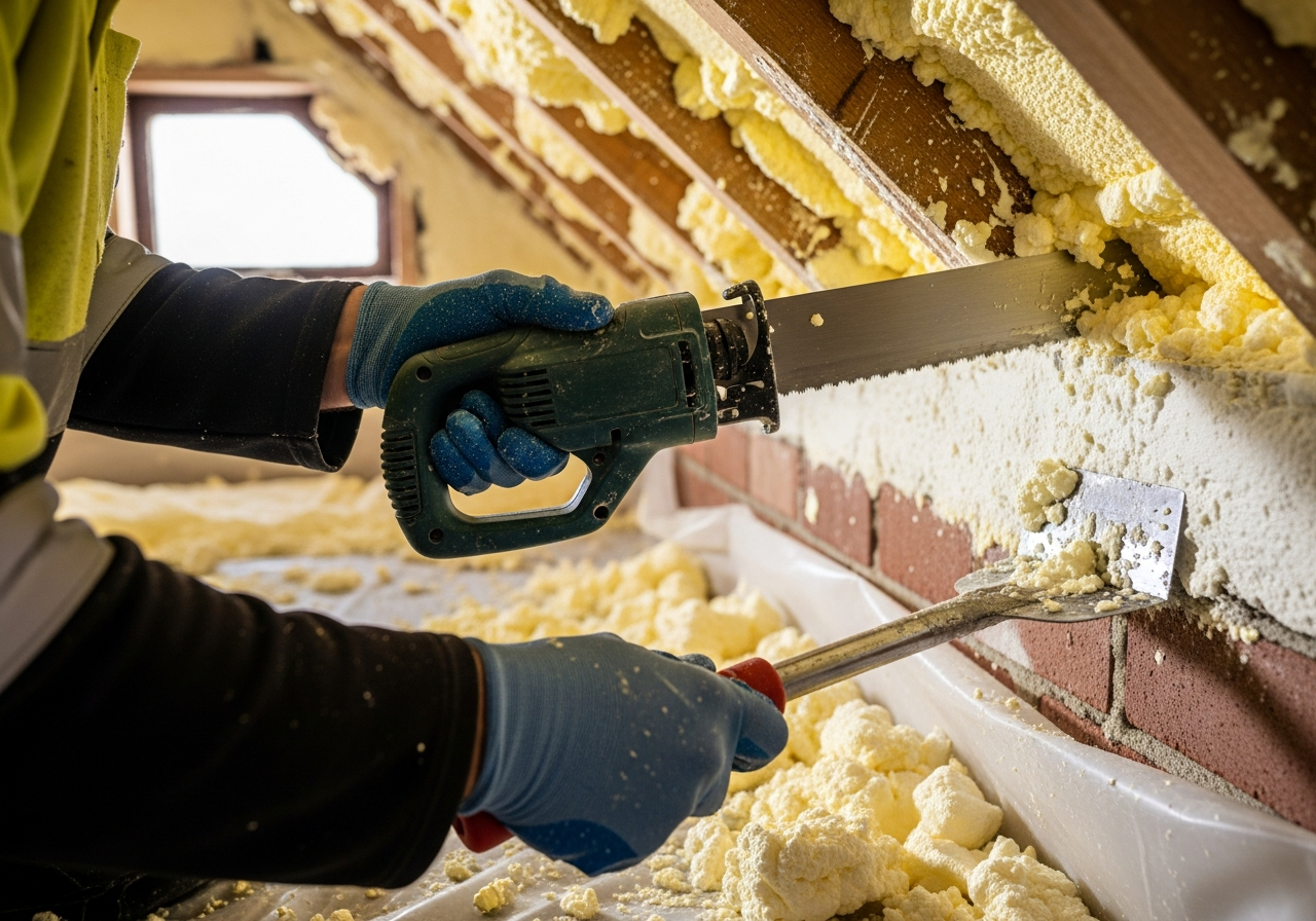 Professional Professional Spray Foam Extraction for Both Closed Cell and Open Cell Systems installation process