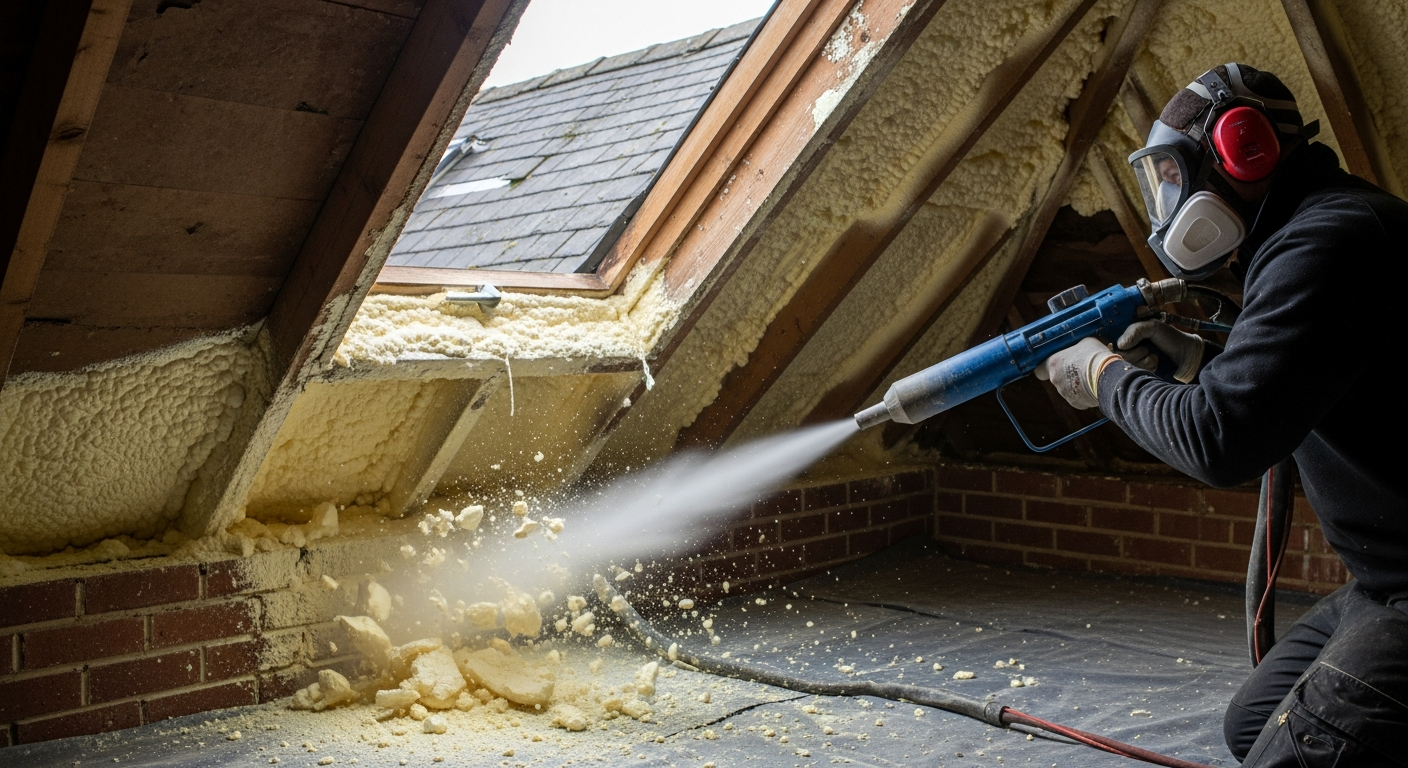How Dry Ice Blasting Removes Spray Foam Safely — UK Loftsaver